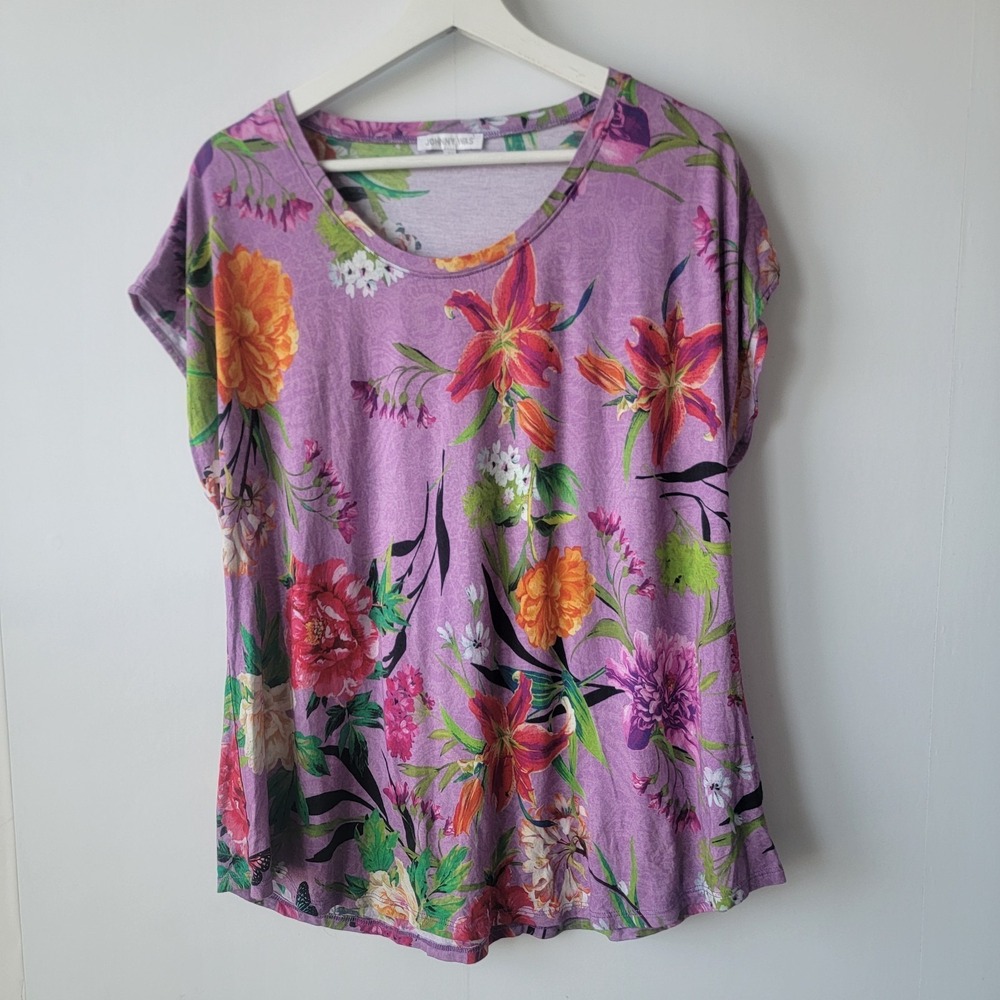 Johnny Was Floral Scoop Neck Top - Lavender